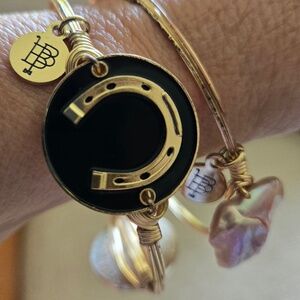 ✨ 2 x Unique BB (Bourbon & Boweties) gold-plated copper wire-wrapped bangles ✨
